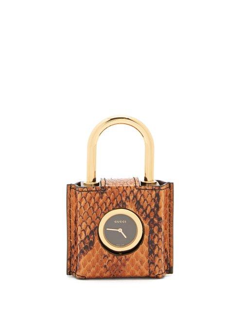 Matchesfashion.com Gucci - Constance Engraved Plexiglas Padlock Watch - Womens - Black