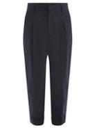 Matchesfashion.com Raey - Exaggerated Tapered-leg Cotton Trousers - Mens - Navy