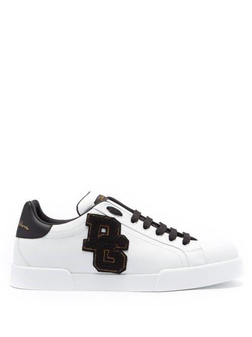 Matchesfashion.com Dolce & Gabbana - Logo Appliqu Low Top Leather Trainers - Mens - White Multi