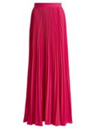 Matchesfashion.com Adriana Degreas - Le Fleur Pleated Silk Maxi Skirt - Womens - Pink