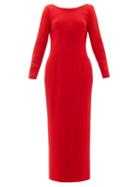Matchesfashion.com Rebecca De Ravenel - Jamie Scoop Neck Wool Crepe Maxi Dress - Womens - Red