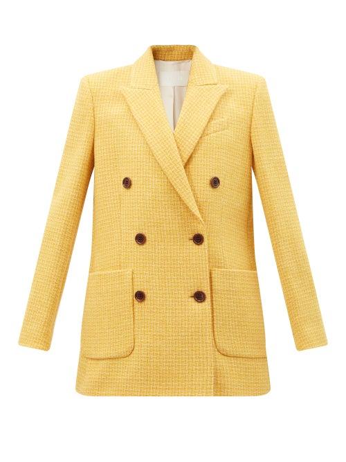 Racil - Caroline Double-breasted Wool-tweed Blazer - Womens - Yellow Multi