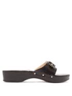 Matchesfashion.com Staud - Erin Buckled Snake Effect Leather Platform Slides - Womens - Black