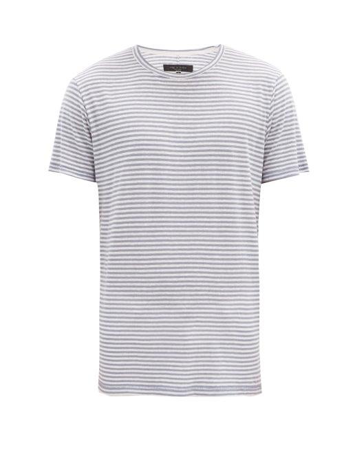 Matchesfashion.com Rag & Bone - Air Striped Linen-blend Jersey T-shirt - Mens - Blue Stripe