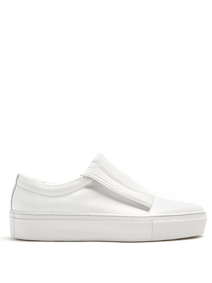 Primury Curio Slip-on Pleated-leather Trainers