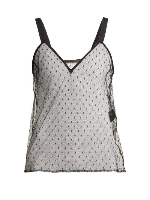Matchesfashion.com Haider Ackermann - V Neck Polka Dot Lace Cami Top - Womens - Black