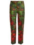 Matchesfashion.com F.r.s - For Restless Sleepers - Tartaro Rose Print Silk Trousers - Womens - Green Print