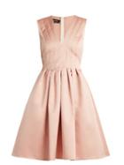 Matchesfashion.com Rochas - V Neck Pleated Duchess Satin Dress - Womens - Light Pink