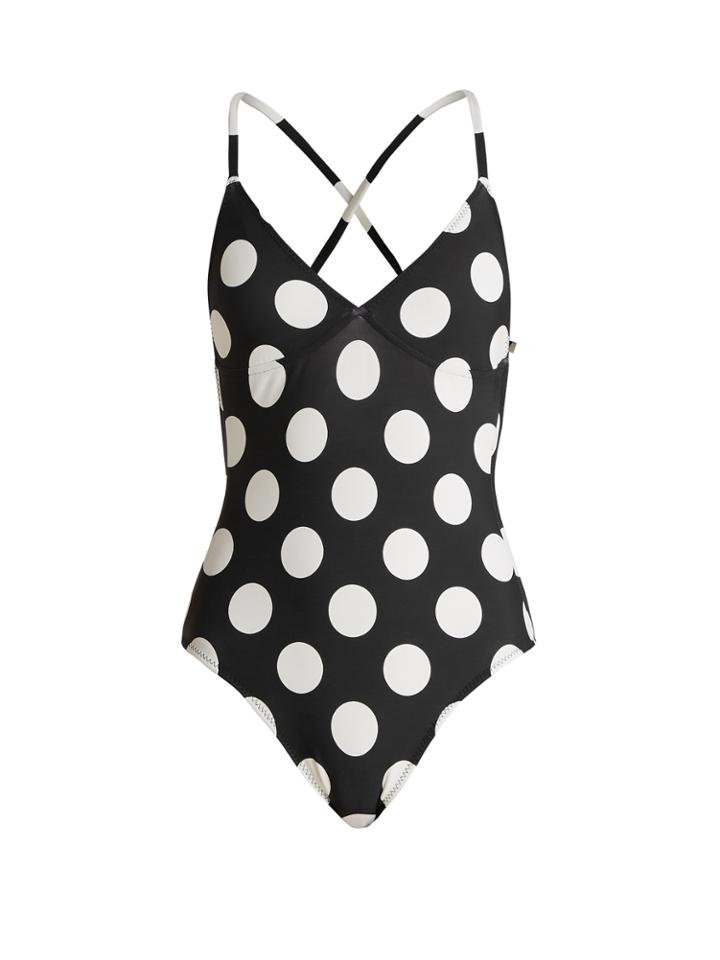 Norma Kamali Slip Mio Polka-dot Print Swimsuit