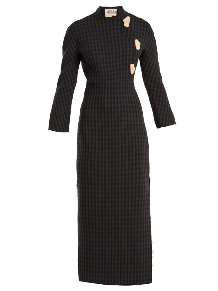 A.w.a.k.e. Mermaid Nun Mandarin-collar Gingham Dress