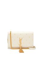 Matchesfashion.com Saint Laurent - Kate Inlaid Star Leather Cross Body Bag - Womens - White Gold