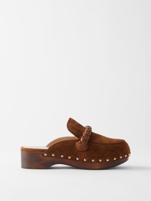 Gianvito Rossi - Braided Suede Clogs - Womens - Brown