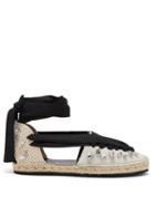 Matchesfashion.com Loewe Paula's Ibiza - Crystal-embellished Canvas & Jute Espadrilles - Womens - Black/white