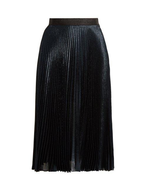 Matchesfashion.com Christopher Kane - Dna Pleated Lam Skirt - Womens - Blue