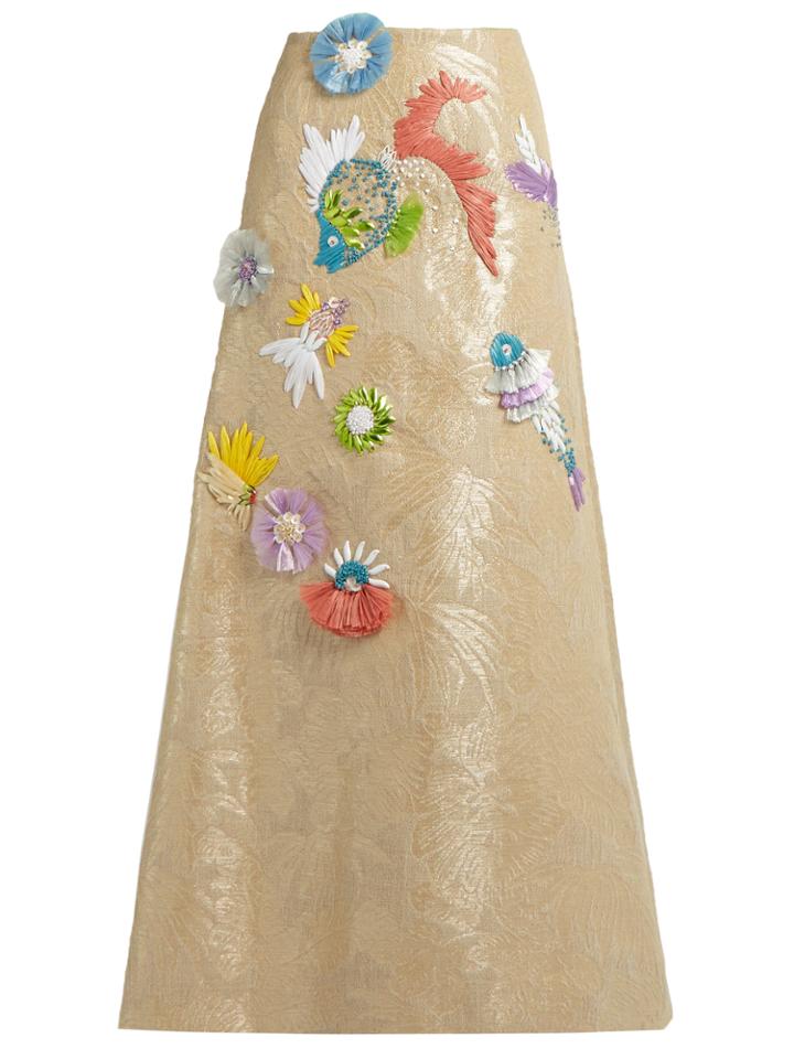 Delpozo Fish-embroidered Jacquard Maxi Skirt