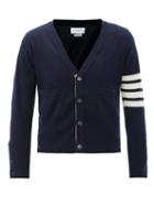 Matchesfashion.com Thom Browne - Four Bar Intarsia Cashmere Cardigan - Mens - Navy