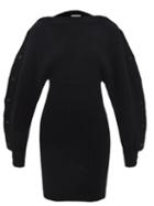 Bottega Veneta - Buttoned-sleeve Ribbed-knit Wool Mini Dress - Womens - Black