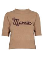 Ladies Rtw Marni - Logo-embroidered Sweater - Womens - Brown