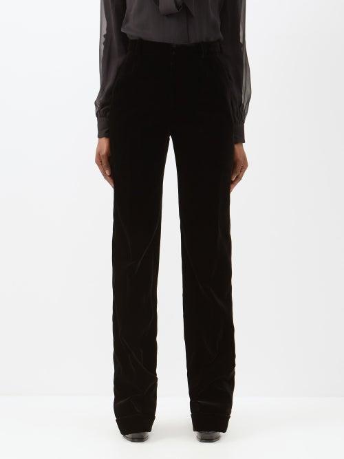 Saint Laurent - Velvet Tailored Trousers - Womens - Black