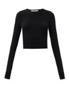 Matchesfashion.com Another Tomorrow - Long-sleeved Knitted Cropped Top - Womens - Black