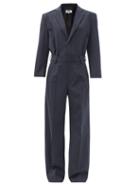 Matchesfashion.com Mm6 Maison Margiela - Pinstriped Tailored Jumpsuit - Womens - Navy Stripe