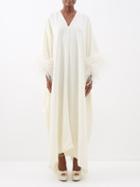 Taller Marmo - Gala Ostrich Feather-trimmed Crepe Gown - Womens - Ivory