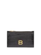 Balenciaga - Hourglass Zipped Croc-effect Leather Cardholder - Womens - Black