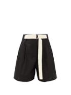 Matchesfashion.com Lee Mathews - Birder High-rise Belted Cotton Shorts - Womens - Black