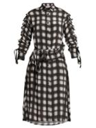 Matchesfashion.com Preen Line - Uri Plaid Checked Crepe De Chine Shirtdress - Womens - Black White