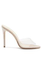Matchesfashion.com Paris Texas - Crystal-embellished Pvc-strap Suede Mules - Womens - White Silver