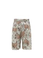 Matchesfashion.com Edward Crutchley - Drawstring Floral-print Silk-satin Shorts - Mens - Green Multi
