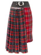 Matchesfashion.com Chopova Lowena - Asymmetric Pleated Tartan-wool Skirt - Womens - Red