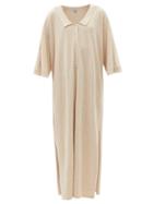 Totme - Wide-sleeve Organic Cotton-blend Terry Midi Dress - Womens - Beige