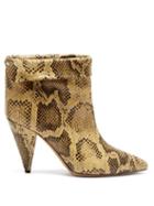 Matchesfashion.com Isabel Marant - Lisbo Crocodile Print Leather Ankle Boots - Womens - Cream Multi