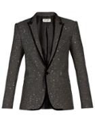 Matchesfashion.com Saint Laurent - Sequin Embellished Velvet Trim Tuxedo Jacket - Mens - Black