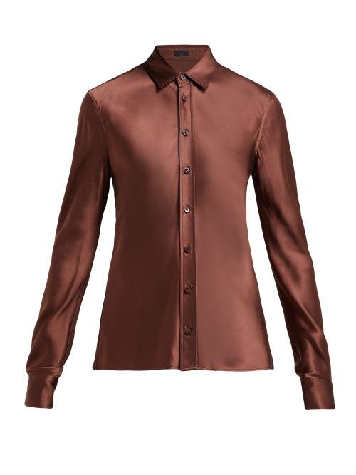 Matchesfashion.com Joseph - George Satin Blouse - Womens - Brown