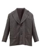 Matchesfashion.com Toga - Single Breasted Houndstooth Wool Blend Jacket - Womens - Grey