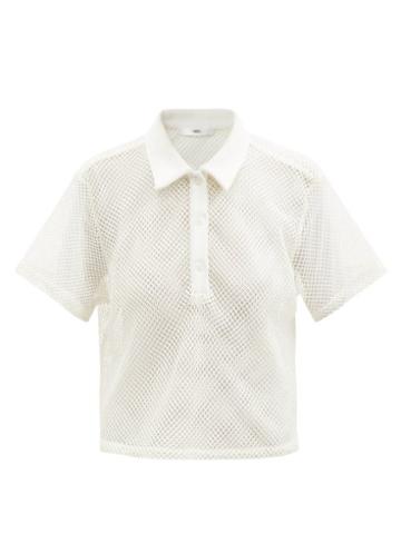 Fe Noel - Folo Cropped Fishnet Polo Top - Womens - Ivory
