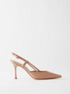 Gianvito Rossi - Ribbon 85 Leather Slingback Pumps - Womens - Pink