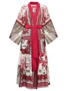 Matchesfashion.com F.r.s - For Restless Sleepers - Iuventas Belted Patchwork Silk Coat - Womens - Pink Multi