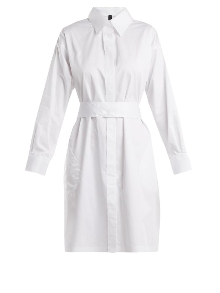 Norma Kamali Belted Cotton-poplin Shirtdress