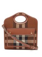 Burberry - Pocket Mini Checked And Leather Cross-body Bag - Womens - Brown Multi