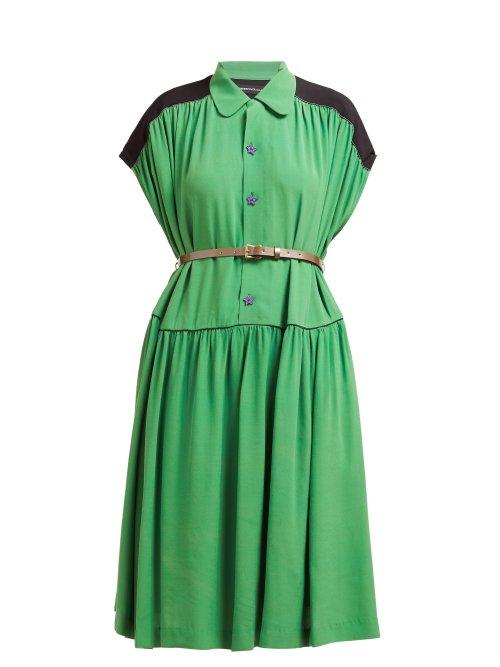 Matchesfashion.com Undercover - Star Buttoned Crepe Midi Dress - Womens - Green