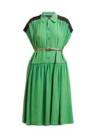 Matchesfashion.com Undercover - Star Buttoned Crepe Midi Dress - Womens - Green