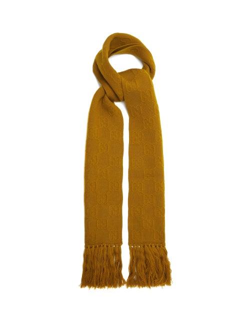 Gucci - Logo-jacquard Wool-blend Scarf - Mens - Light Brown