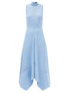 Matchesfashion.com Proenza Schouler - Handkerchief-hem Silk-georgette Midi Dress - Womens - Blue