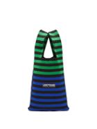 Lastframe - Striped Ribbed-knit Tote Bag - Womens - Green Navy