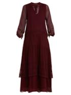 Jupe By Jackie Vesuvius Embroidered Silk-chiffon Dress