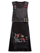 Matchesfashion.com Chopova Lowena - Guard Pinafore Cross Stitch Pleated Midi Dress - Womens - Black Multi