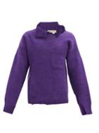 Matchesfashion.com Marni - Deconstructed Raw-edge Wool Sweater - Mens - Purple